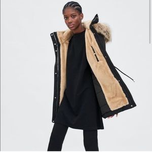 ❄️Zara TRF parka - Fur hood fur lined Army Green Sorona Dupont insulated jacket